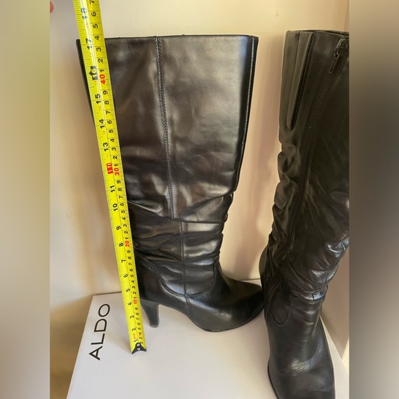 ALDO Black Leather High Heel Boots size 38 - Picture 2 of 2